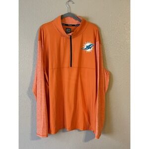 Men's 3XL NWOT Miami Dolphins‎ Fanatics Pro Line 1/4 Zip Pullover Jacket Orange